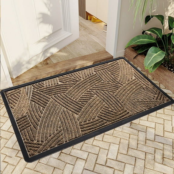 JML Non-Slip MicrofiberFabric & Rubber Doormat - Soft Entryway Rug for Home/Office (24"x36") - Easy Clean Door Mat for Indoor/Outdoor Use, Line Texture Design