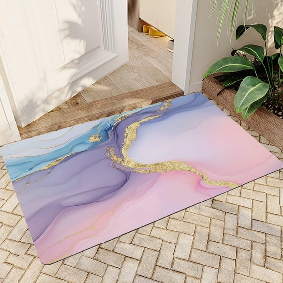 JML Non-Slip Microfiber & Rubber Doormat - Soft Entryway Rug for Home/Office (24"x36") - Easy Clean Door Mat for Indoor/Outdoor Use, Marbled Pastel gold