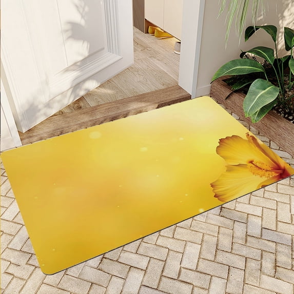 JML Non-Slip Microfiber & Rubber Doormat - Soft Entryway Rug for Home/Office (24"x36") - Easy Clean Door Mat for Indoor/Outdoor Use, Yellow Flower
