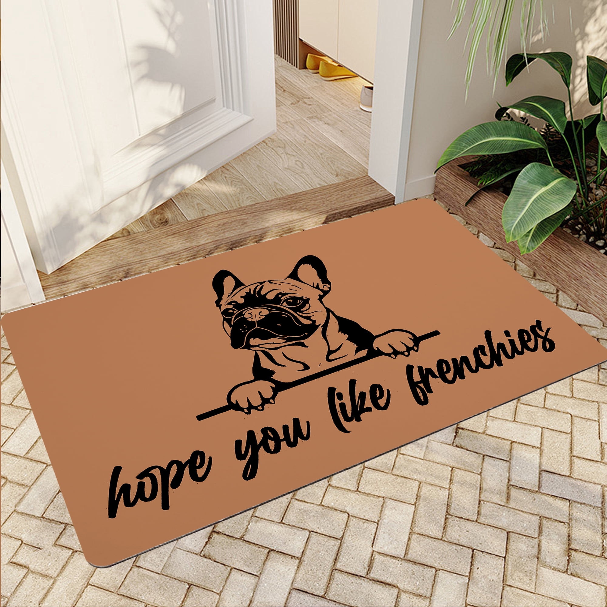 JML Non-Slip MicrofiberFabric & Rubber Doormat - Soft Entryway Rug for Home/Office (20"x32") - Easy Clean Door Mat for Indoor/Outdoor Use, Bulldog