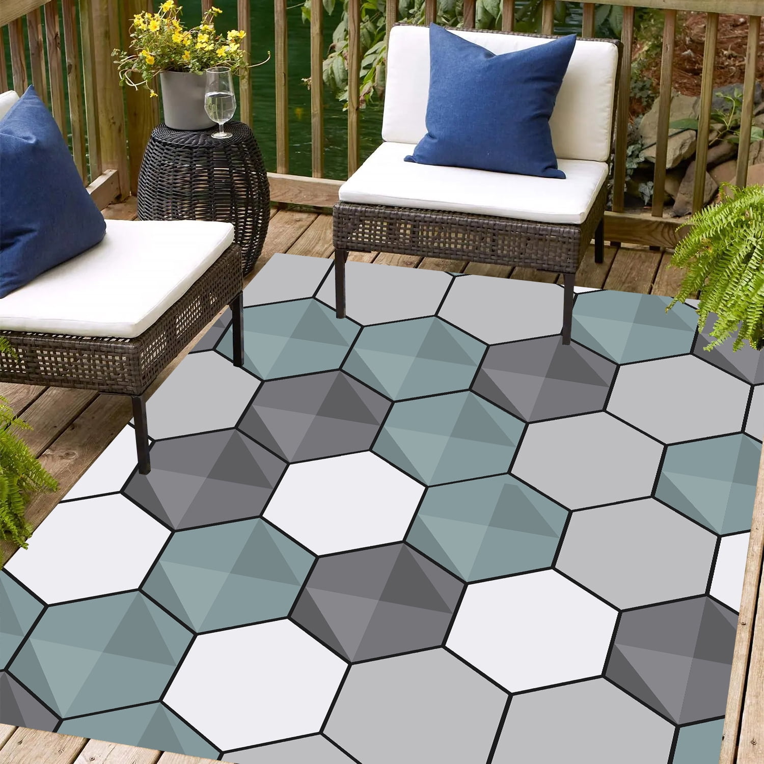 JML Outdoor Rug Waterproof Mat 4'x7' for Patios Camping