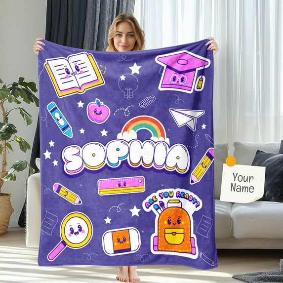 JML Personalized Blanket for students , Custom Throw with Name Blanket Personalized Gift for Christmas, Birthday