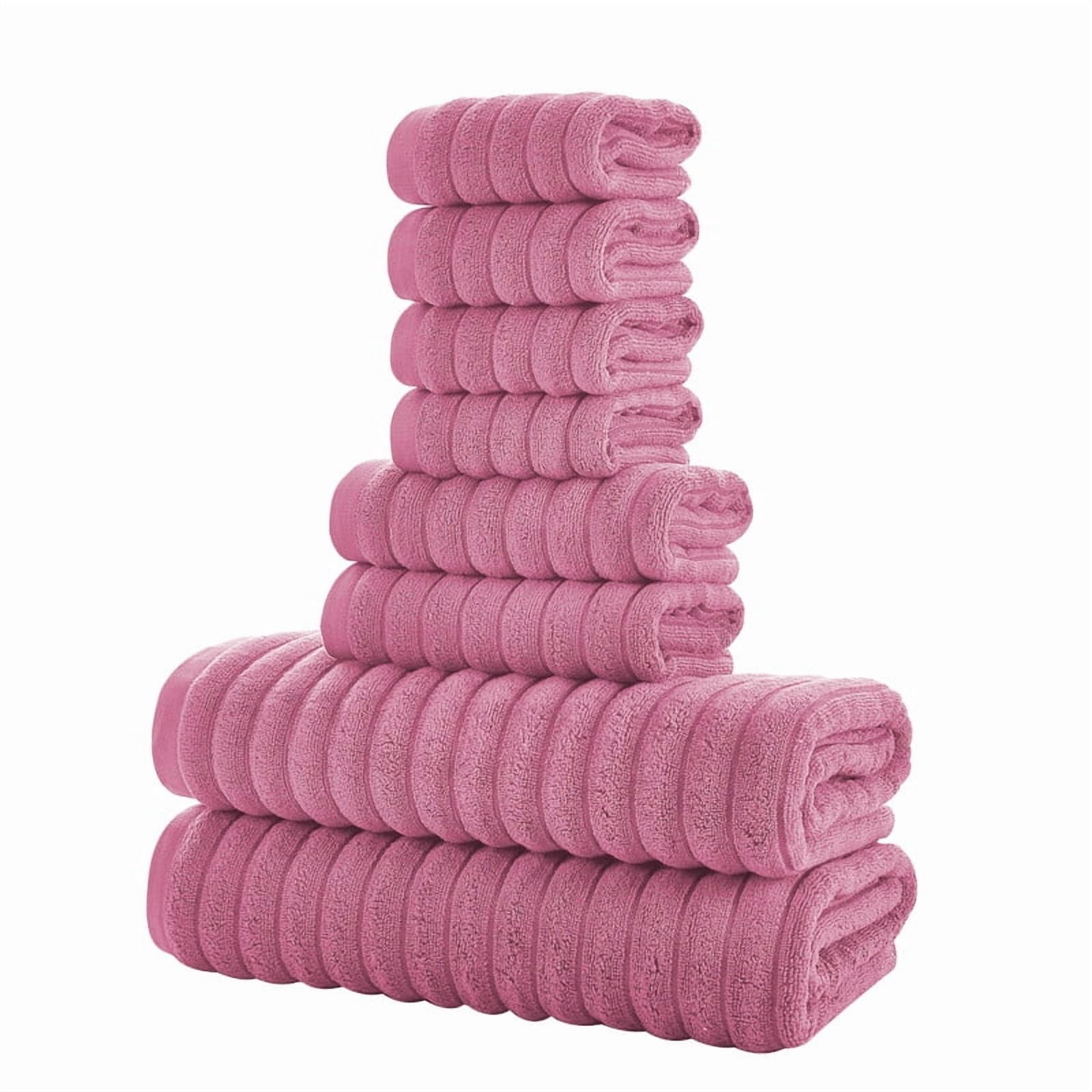 JML Pink Bath Towel Set of 8 Pieces - Cotton Blend Highly Absorbent Towels for Bathroom, 2 Soft Bath Towels, 2 Hand Towels, 4 Washcloths