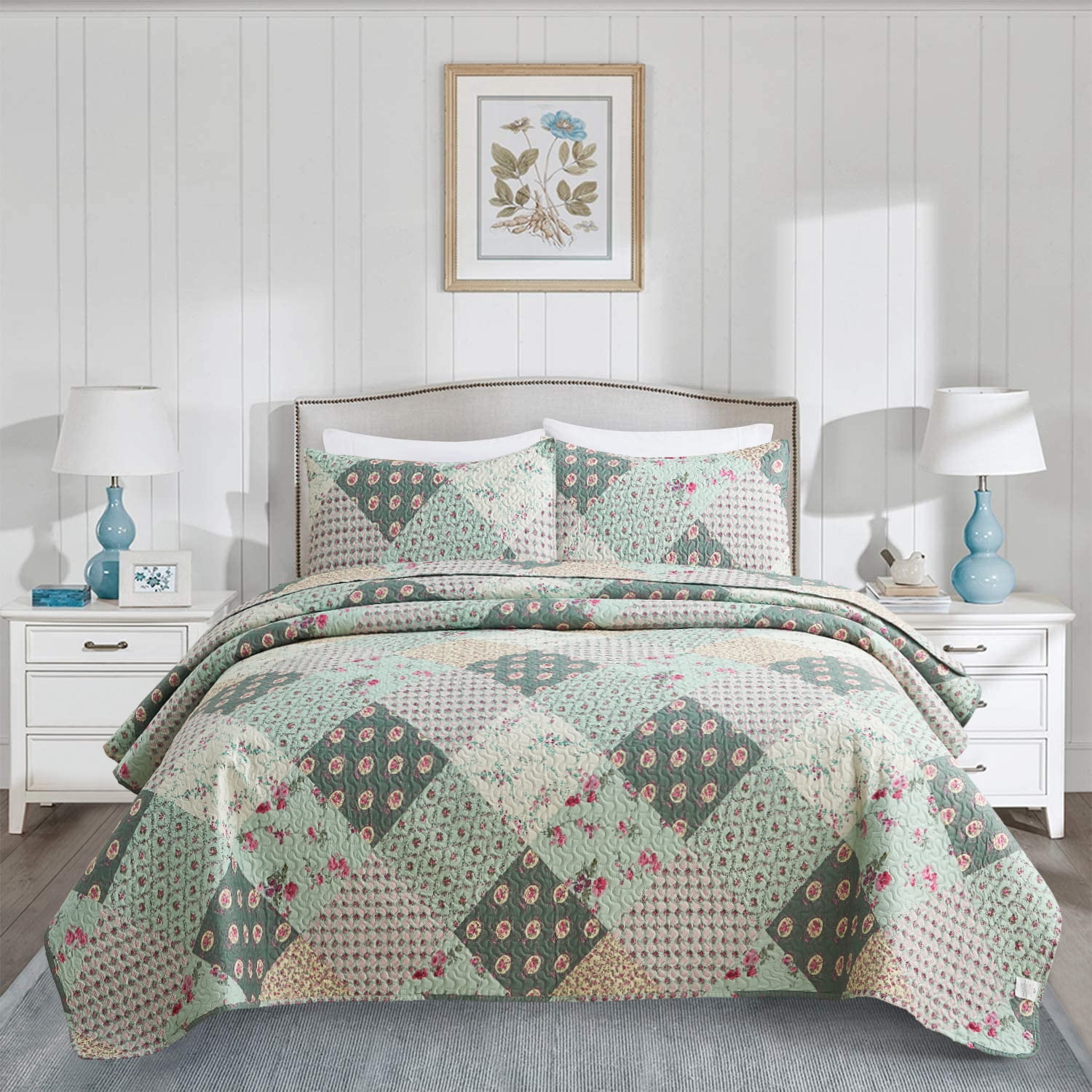 JML Polyester Quilt Sets, Full/Queen, Blue, 3-Pieces