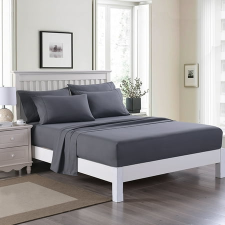 JML Queen Bed Sheet Set 6 Piece Dark Grey,Soft Microfiber Fade & Stain Resistant Sheet Set