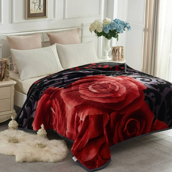JML Queen Fleece Bed Blanket,2 Ply Reversible 520GSM Soft Warm Blanket for Winter,77"x87"