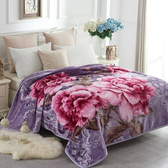 JML Queen Mink Plush Fleece Bed Blanket For Winter, 520GSM Silky Soft Warm Blanket,77"x87"