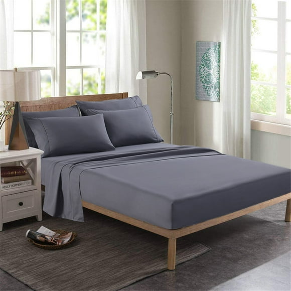 JML Queen Sheet Set - 6 Piece Bed Sheets for Queen Size Bed, Extra Soft Brushed Microfiber Queen Size Sheets, Hotel Luxury 14" Deep Pocket Dark Gray Sheets