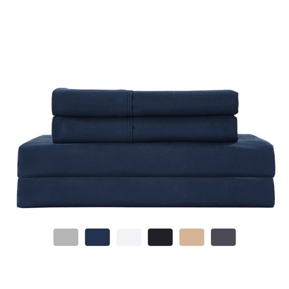 JML Queen Sheet Set Navy,Microfiber Bedding Sheet & Pillowcases,Fade Resistant,4 Piece