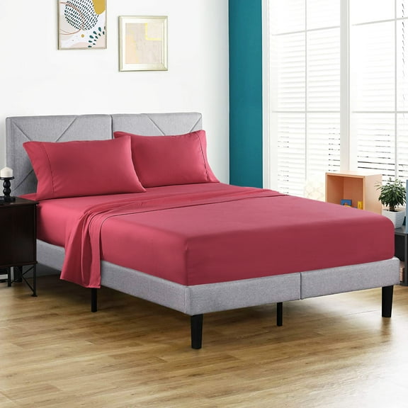 JML Sheet Set - Soft Brushed Microfiber , Fade, Stain Resistant - 4 Piece,Burgundy