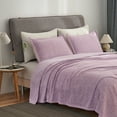 thumbnail image 1 of JML Queen Size Bed Blanket Set(90"x90") with 2 Shams - 3 Piece Knit Fuzzy Heather Jersey Blanket, 1 of 6