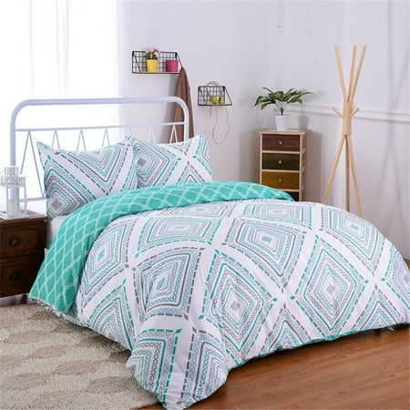JML Queen Size Duvet Cover Set 3 Piece-Printed Microfiber Comforter Cover with Zipper Closure
