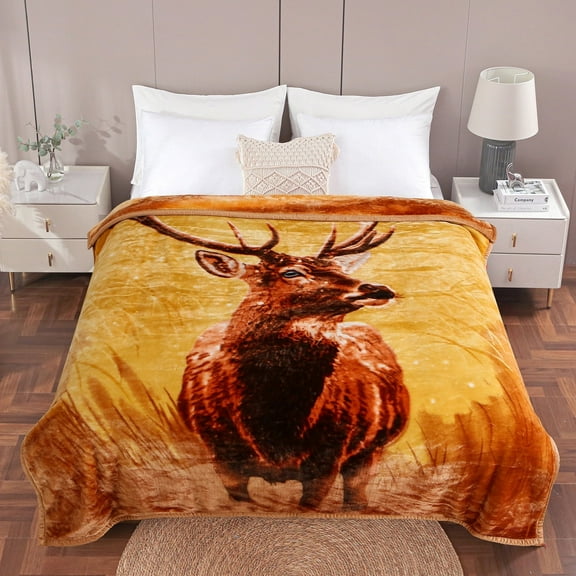 JML Queen Size Soft Warm Fleece Bed Blanket Reversible Thick Mink Blanket 75 x 87 inches,5lbs