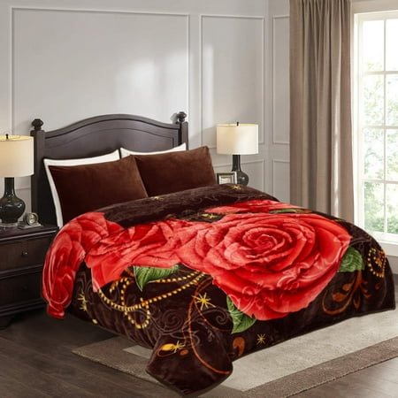JML Queen Size Soft Warm Fleece Bed Blanket Reversible Thick Mink Blanket 75 x 87 inches,5lbs
