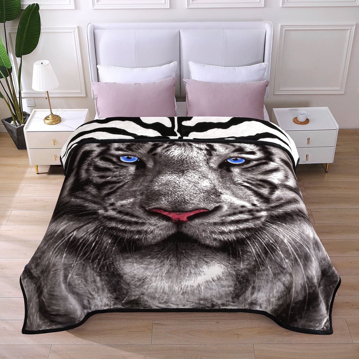 JML Queen Size Soft Warm Fleece Bed Blanket Reversible Thick Mink Blanket 75 x 87 inches,5lbs