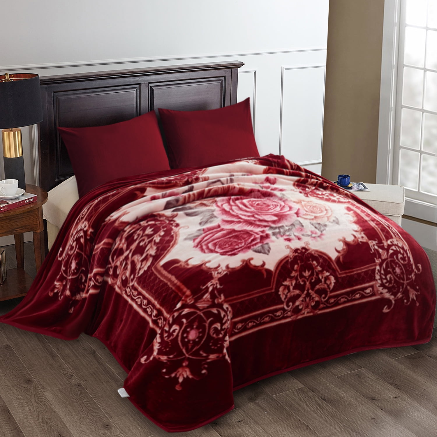 JML Queen Size Soft Warm Fleece Bed Blanket Reversible Thick Mink Blanket 75 x 87 inches,5lbs