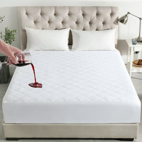 JML Queen Waterproof Mattress Protector,Quilted Fitted Mattress Pad fits up to 16" Deep