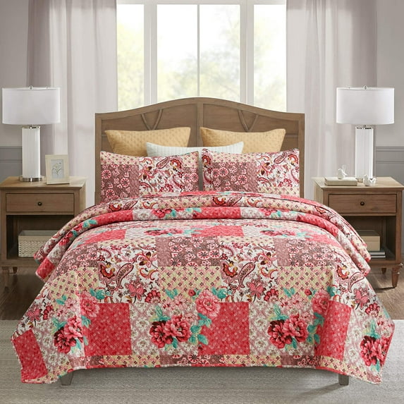 JML Quilt Set 3-Piece King Size, Soft Reversible 1 Quilt & 2 Shams Bedspread Coverlet Set