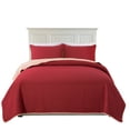 thumbnail image 1 of JML Quilt Set 3 Piece Microfiber Coverlet Shams Set, Reversible King, Red & Pink, 1 of 6