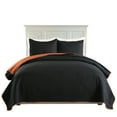 thumbnail image 1 of JML Quilt Set 3 Piece Microfiber Coverlet Shams Set, Reversible Queen, Black & Matcha, 1 of 6