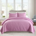 thumbnail image 1 of JML Quilt Set 3 Piece Microfiber Coverlet Shams Set, Soft Lightweight Queen, Lavender, 1 of 6