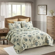 JML Quilt Set 3-Piece Queen 88"x92",Soft Reversible 1 Quilt & 2 Sham Bedding Coverlet Set