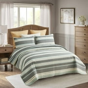 JML Quilt Set 3-Piece Queen 88"x92",Soft Reversible 1 Quilt & 2 Sham Bedding Coverlet Set