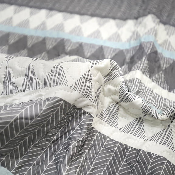 JML Quilt Set, Full, Grey Stripe, 3 Piece