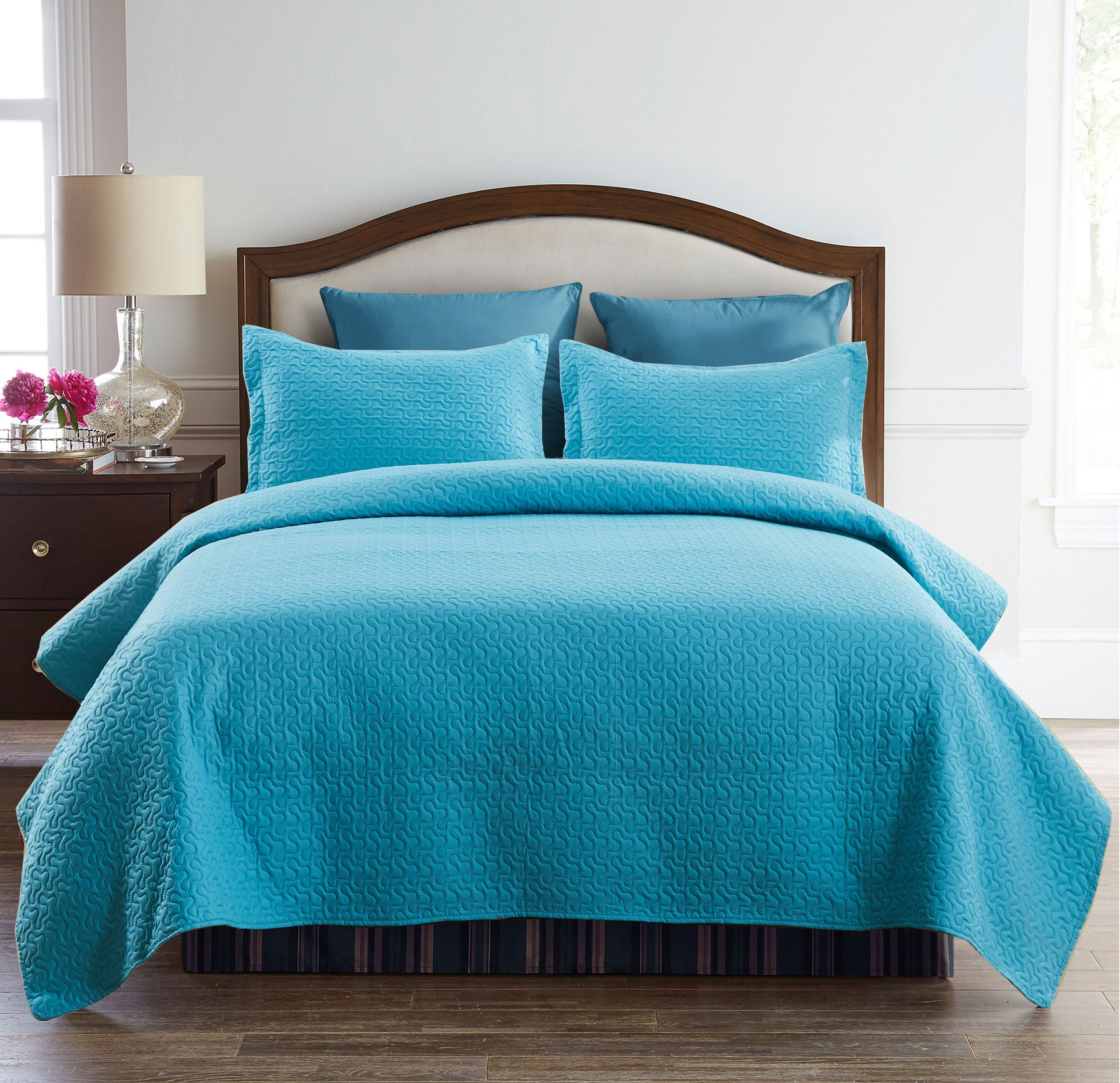 JML Quilt Set King 3 Piece Coverlet, Microfiber Embossed Bedspread with 2 Shams,92"x104"
