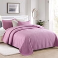 thumbnail image 1 of JML Quilt Set King Size 3 Piece,Microfiber Embossed Bedspread Light Purple,92"x104", 1 of 5