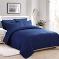 thumbnail image 1 of JML Quilt Set King Size 3 Piece,Microfiber Embossed Bedspread Navy Blue,92"x104", 1 of 5