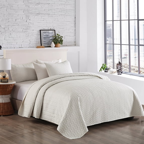 JML Quilt Set King Size 3 Piece,Soft Microfiber Embossed Bedspread Coverlet Set With 2 Shams