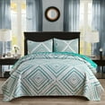 thumbnail image 1 of JML Quilt Set, King, Turquoise Geometric, 3 Piece, 1 of 5