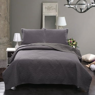 JML Quilt Set Queen 3 Piece Coverlet, Microfiber Embossed Bedspread With 2 Shams, 88"x92"