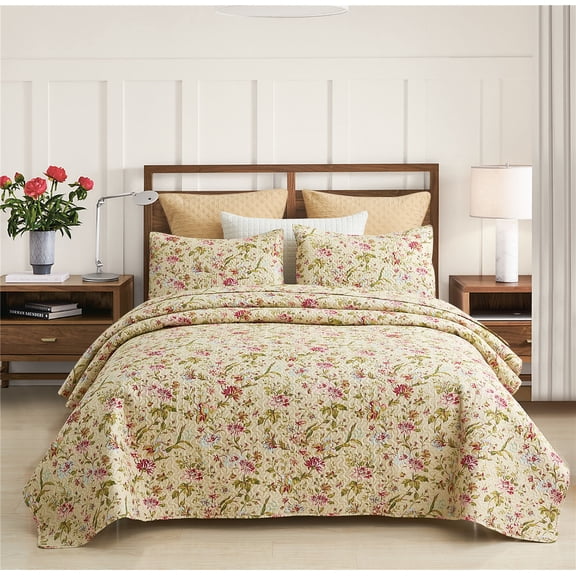 JML Quilt Set, Queen, Beige, 3 Piece