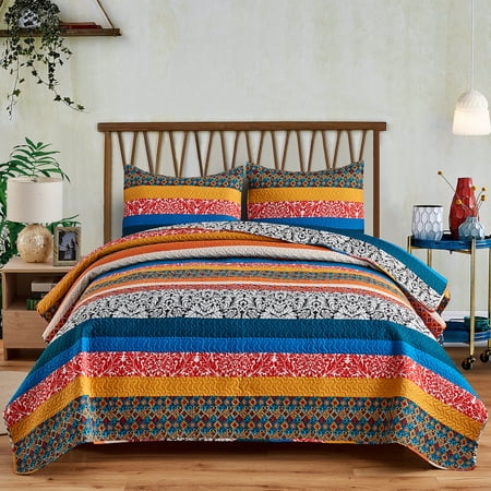 JML Quilt Set, Queen, Bohemian Design, 3 Piece