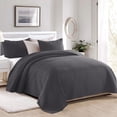thumbnail image 1 of JML Quilt Set Queen Size 3 Piece,Microfiber Embossed Bedspread Grey,88"x92", 1 of 5