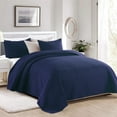 thumbnail image 1 of JML Quilt Set Queen Size 3 Piece,Microfiber Embossed Bedspread Navy,88"x92", 1 of 5