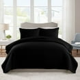 thumbnail image 1 of JML Quilt Set Queen Size 3 Piece, Soft Microfiber Coverlet Set With 2 Shams,Black Weave, 1 of 6
