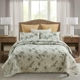 thumbnail image 1 of JML Quilt Set, Queen, White Grey Flowers, 3 Piece, 1 of 6