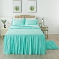 thumbnail image 1 of JML Ruffle Skirt Bedspread Set - 4 Piece, Soft Quilt Set with Shams and Area Rugs,Full,TiffanyBlue, 1 of 6