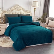 JML Sherpa Fleece Bed Blanket Queen 3 Pieces,Thick Warm Blanket,Teal,75" x 83",5.7lb