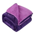 thumbnail image 1 of JML Sherpa Fleece Bed Blankets, Purple Thick Warm Borrego Queen Blanket for Bed, 75"x83", 1 of 7