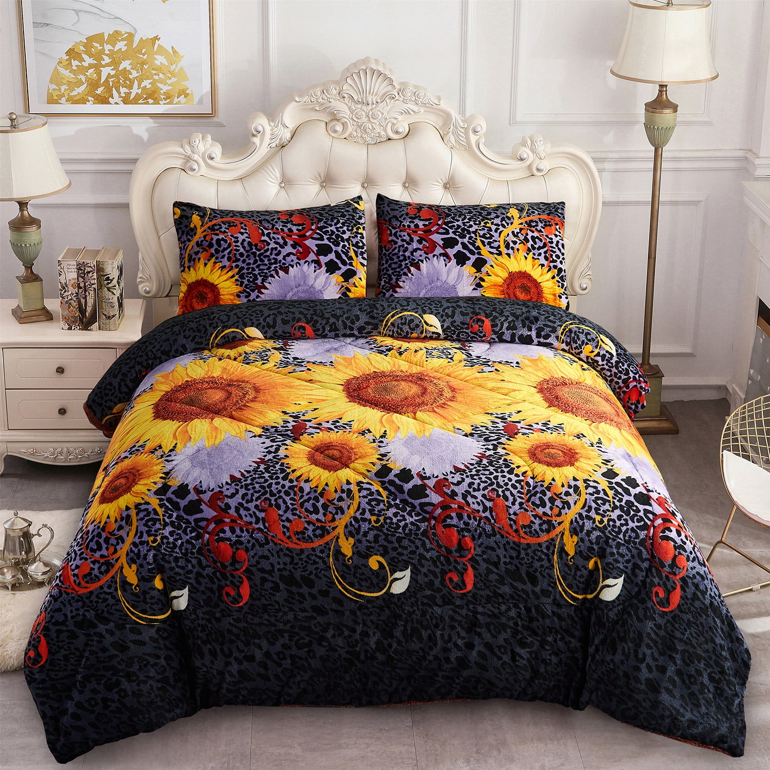 JML Sherpa Fleece Blanket 3-Piece,Reversible Winter Warm Bed Blanket,Queen,75"x83"
