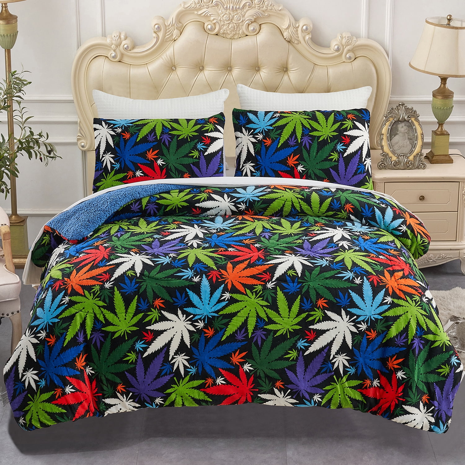 JML Sherpa Fleece Blanket 3-Piece,Soft Reversible Winter Warm Bed Blanket,King,79"x91"
