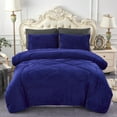 thumbnail image 1 of JML Sherpa Fleece Borrego Blanket 3 Pieces,Queen 75" x 83",Thick Warm Blanket,Navy,5.7lb, 1 of 5