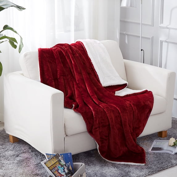 JML Sherpa Fleece Throw Blanket,Grey Soft Warm, Reversible Plush Fleece Couch Bed Blanket