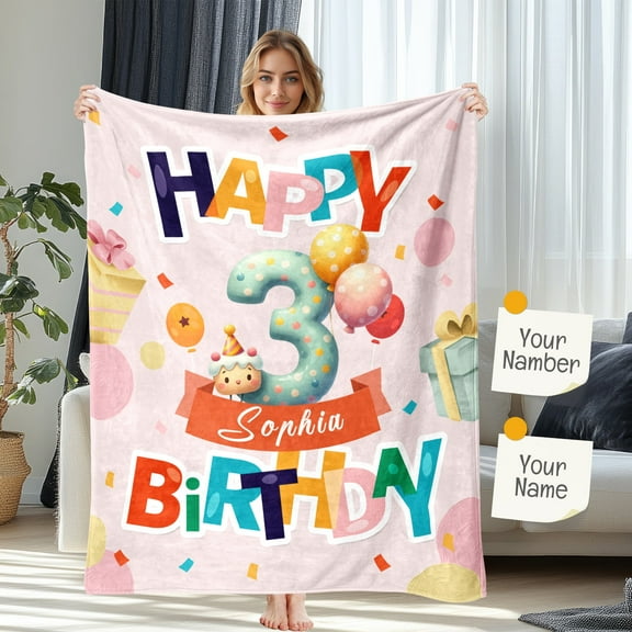JML Custom Blanket Birthday Gift with Text, Personalized Throw & Blanket Gift for Teens, Girls, Boys