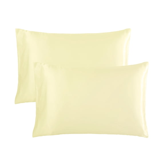 JML Silky Soft Satin Pillowcases King Set of 2,Wrinkle, Fade, Stain Resistant,20"x 40",Ivory