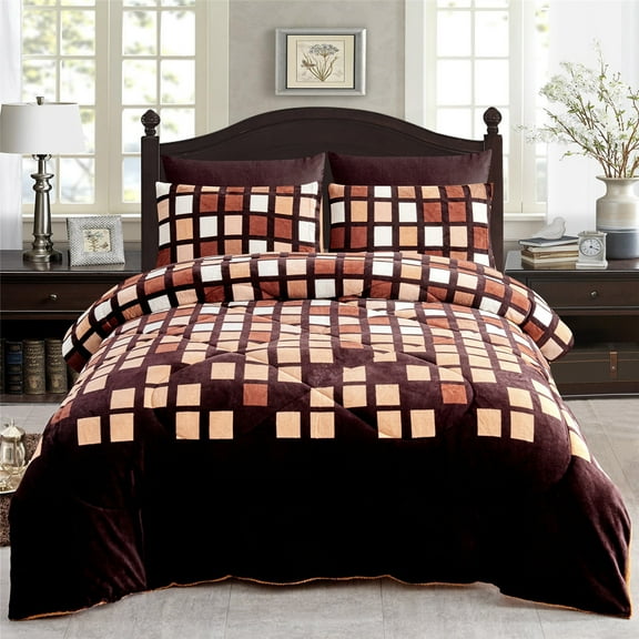 JML Soft 3 Piece Sherpa Blanket,Thick Warm Plush Borrego Bed Blanket,Cal King 87"x 95"